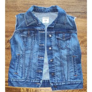 Denim Trucker Vest Dark worn Old Navy Size Medium